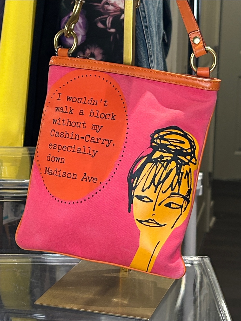 Coach Bonnie Cashin-Carry Kisslock Coin Pocket 08” 7.5”x 8.5” Magenta Orange EUC